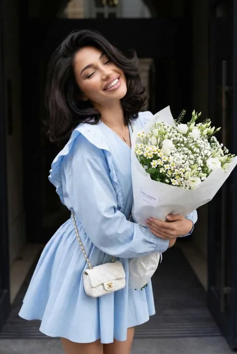 Pastel Blue Bouquet Portrait