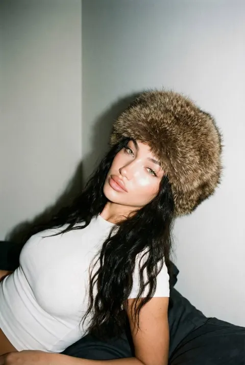 Winter Fur Hat Flash Portrait