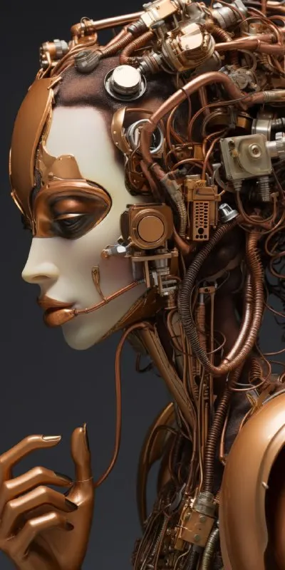 Bio Cyborg Portrait in Rich Coffee Tones