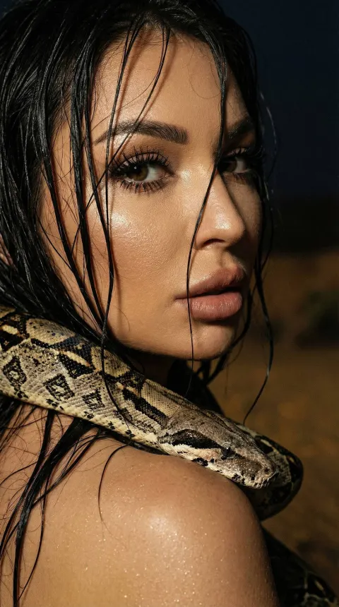 Mysterious Wet Hair Snake Woman Portrait