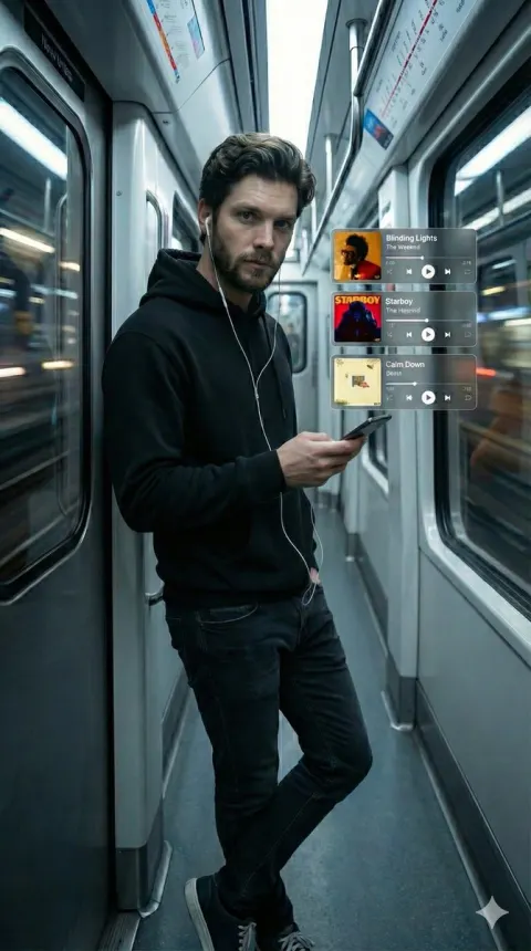 Cinematic Holographic Music Player UI