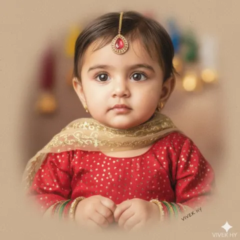 Festive Child Portrait in Traditional Red