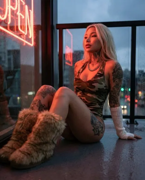 Neon Rain Tattooed Beauty