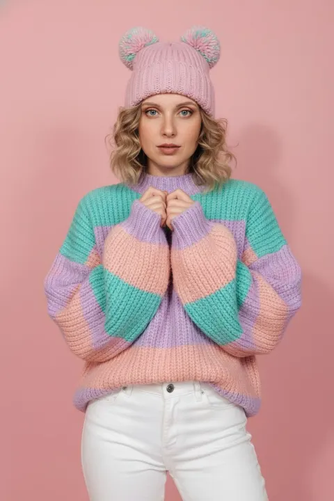 Pink Knitwear Fashion Portrait