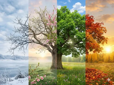 Four Seasons Flowing Landscape Art