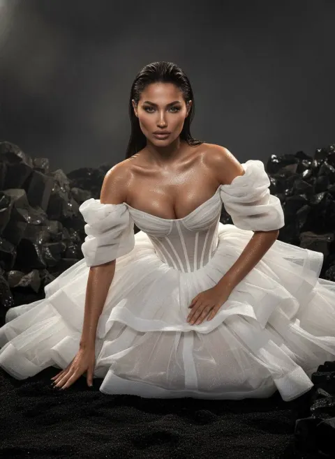 Wet Couture On Volcanic Rocks