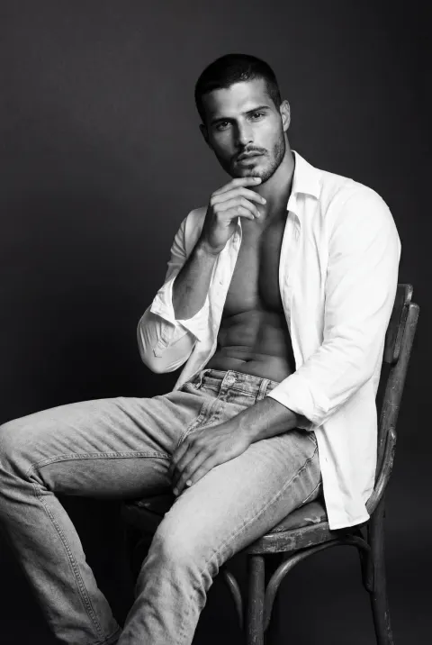 Black White Male Studio Portrait
