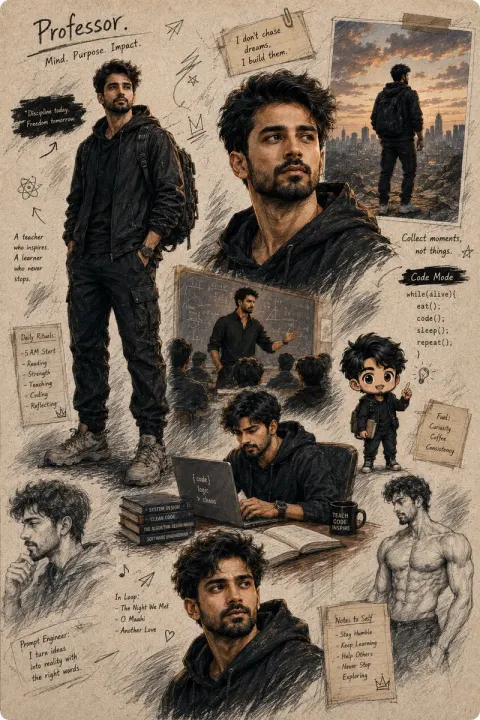 Anime Character Moodboard Poster Design