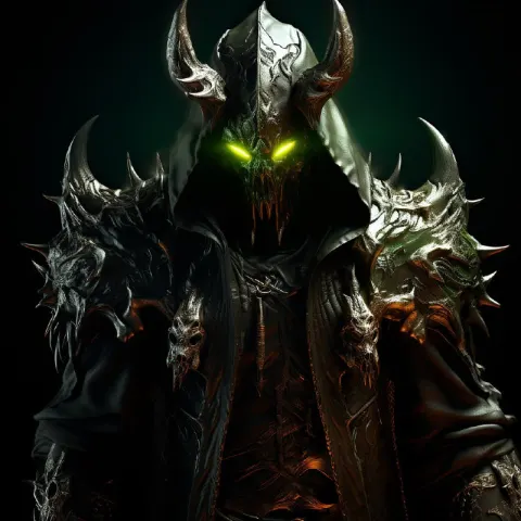 Warcraft Human Warlock in Skull Hood and Thorn Armor