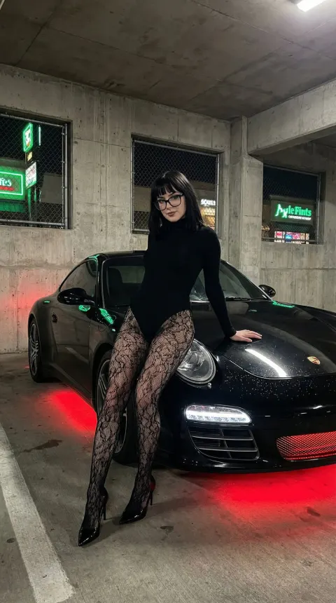 Porsche Garage Night Fashion Portrait