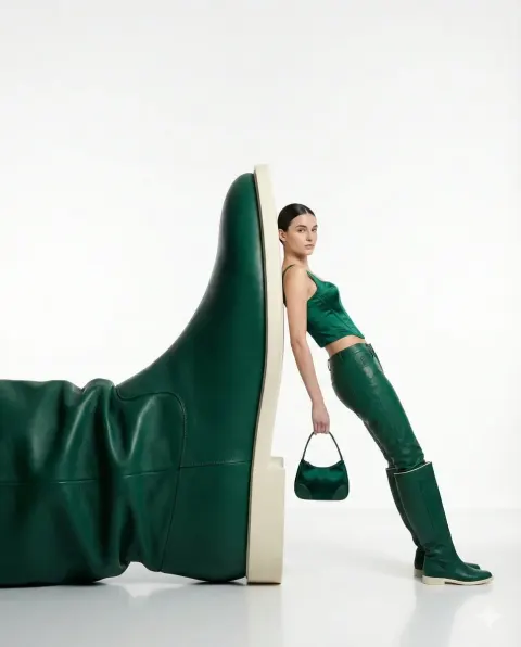 Surreal Green Boot Fashion Editorial