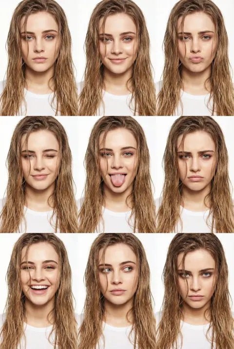 Wet Hair High Fashion Beauty Grid