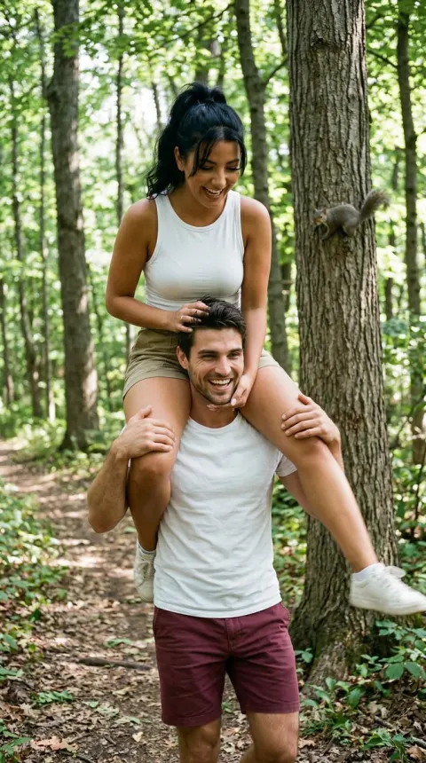 Playful Forest Shoulder Ride