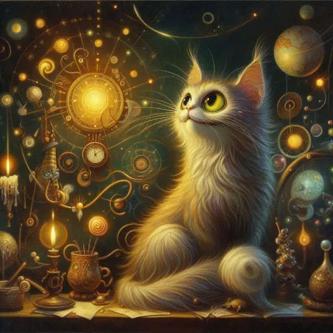 Whimsical Fantasy Cat in Ashcan School Style