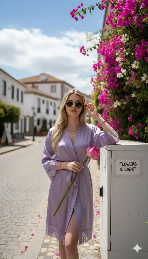 Golden-Haired Beauty in Purple