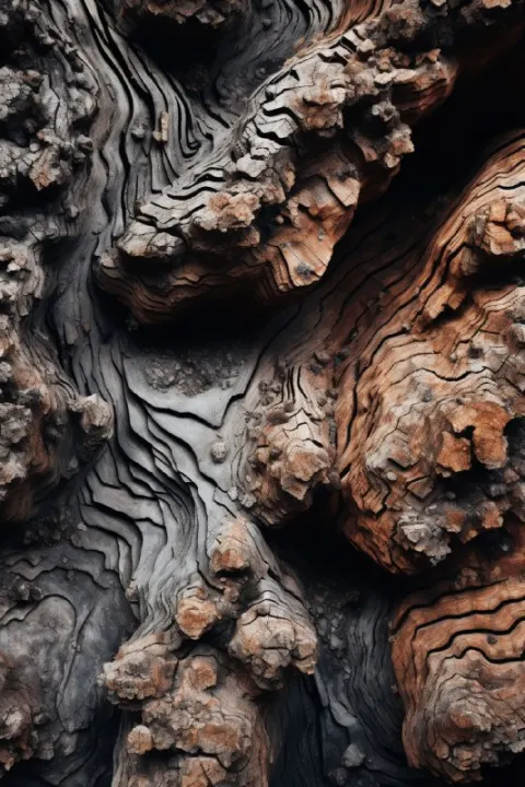 Coiling Ancient Rock Tree With Glowing Crystals