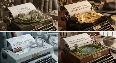 Poetic Typewriter Sculptures