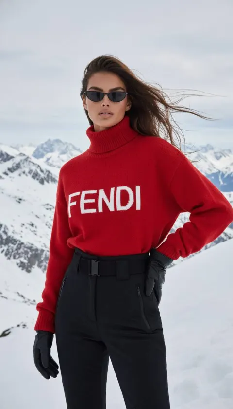 Luxury Winter Fashion on Snowy Ridge