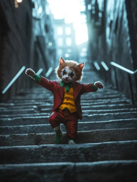 Cat Joker Stair-Dancing Scene Recreation