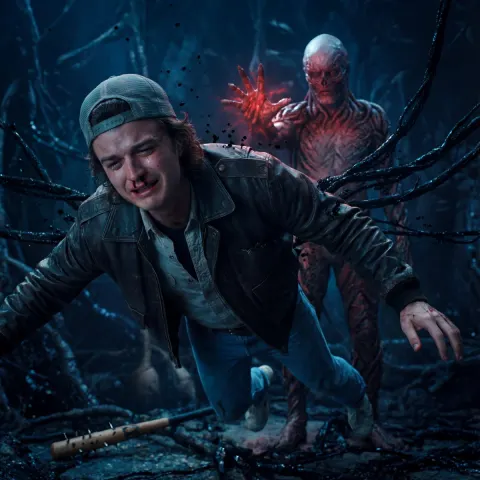 Stranger Things Hyper-Realistic Cinematic Scene