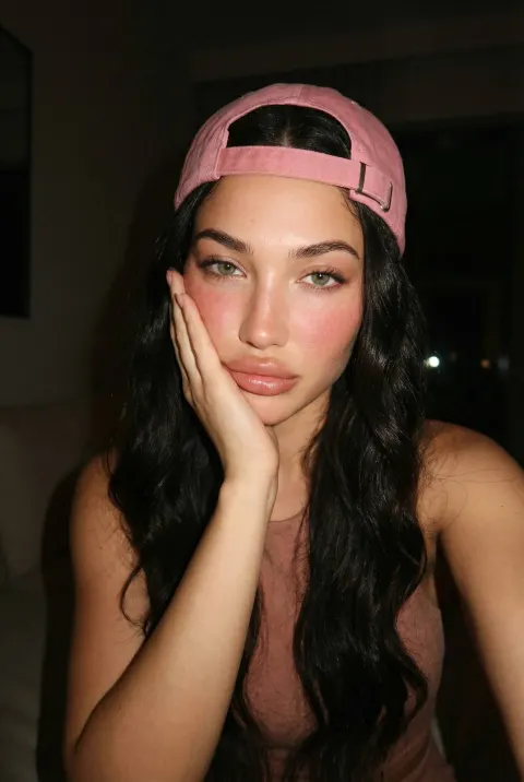 Pink Cap Cozy Night Selfie