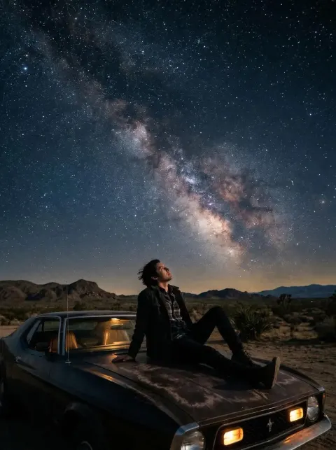 Stargazing on Car Hood