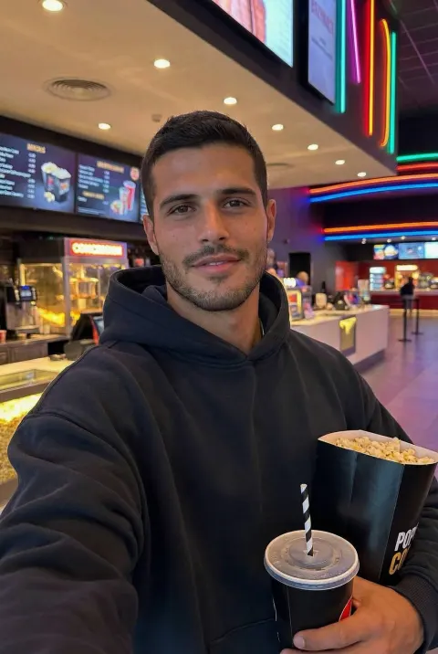 Cinema Lobby Selfie With Popcorn