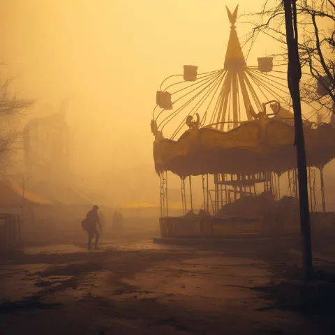 Yellow Haze Drifting Through Abandoned Carnival