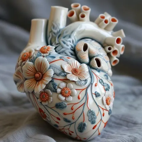 Porcelain Heart with Floral Patterns