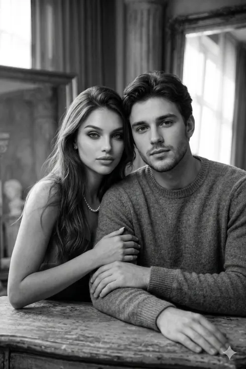 Cinematic Black-and-White Couple Portrait