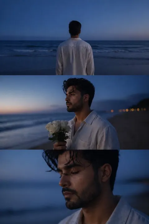 Cinematic Solitude at Dusk Beach