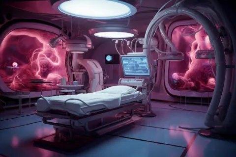 Psychedelic Robotic Hospital in Maroon Weirdcore