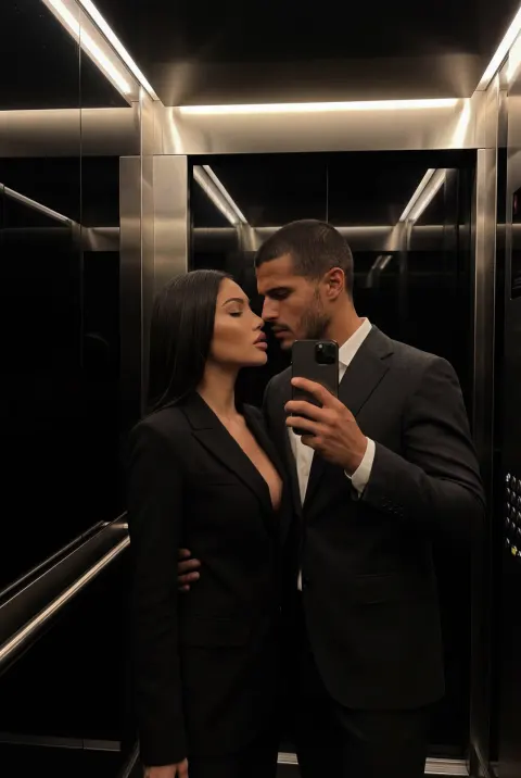 Luxury Elevator Mirror Selfie Romance