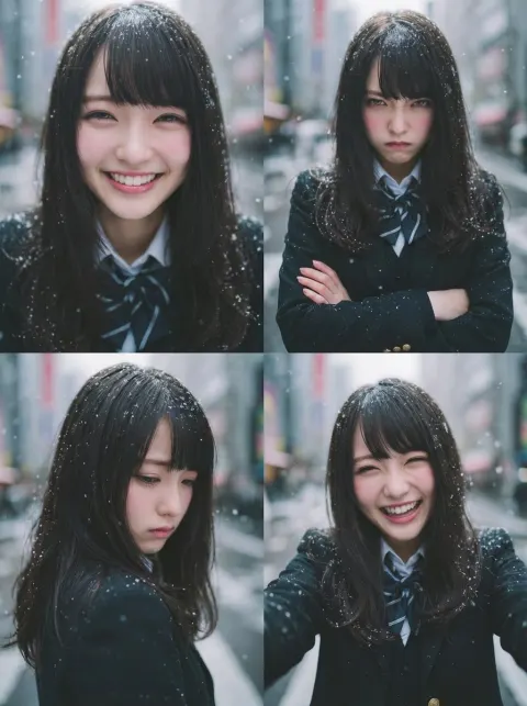 Four-Panel Emotion Portrait Composition