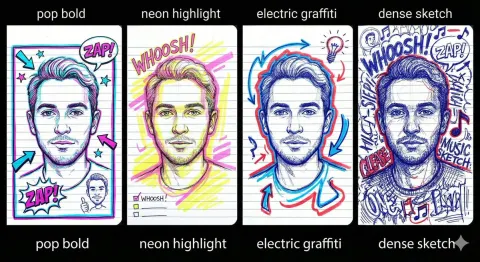 Chaotic Doodle Portrait Glow
