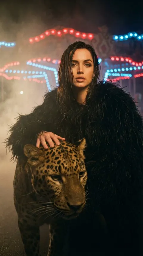 Ethereal Fashion Portrait With Leopard