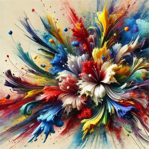 Bold Abstract Floral Splash in Vivid Dynamic Colors