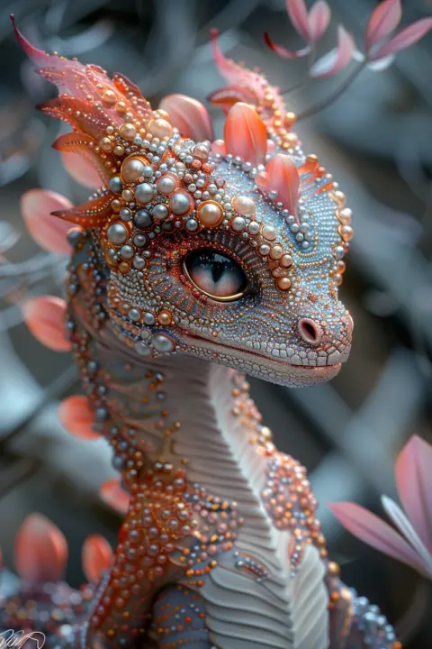 Adorable Baby Dragon Pearl Sculpture