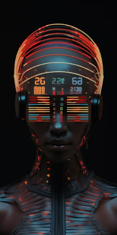 Iridescent Diagnostic Headgear on Zulu Subject Portrait