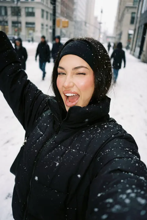 Snowy City Selfie Joy