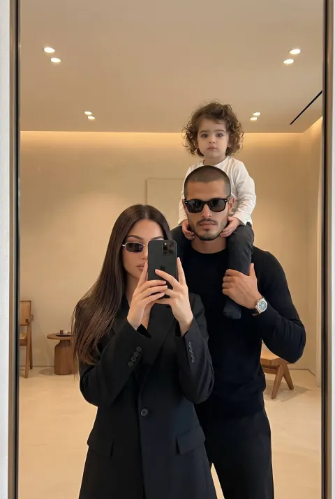 Stylish Family Mirror Selfie
