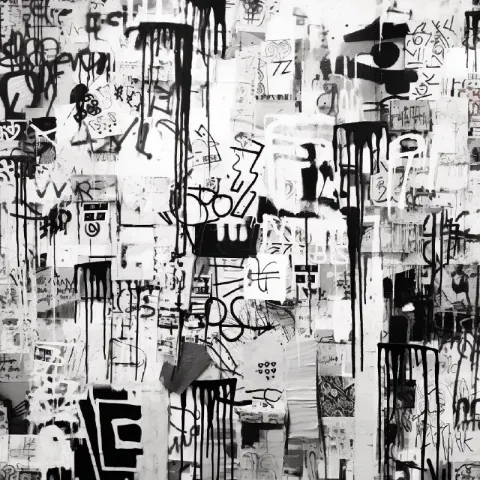 Black and White Prison Graffiti Tags Flat Design