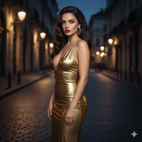 Silver Dress Night Street Portrait