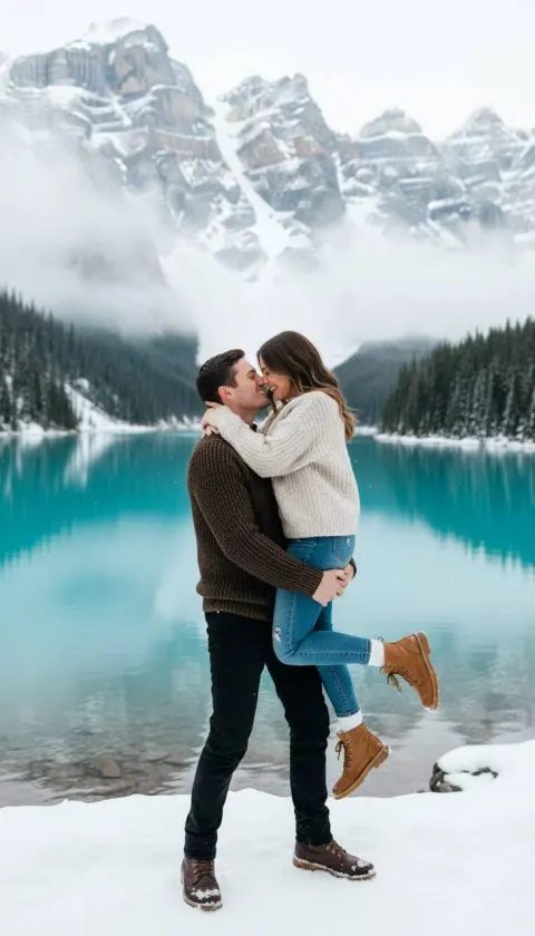 Winter Kiss by Turquoise Lake