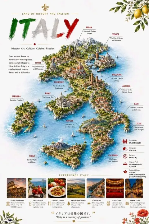 Italy: Cinematic Travel Map