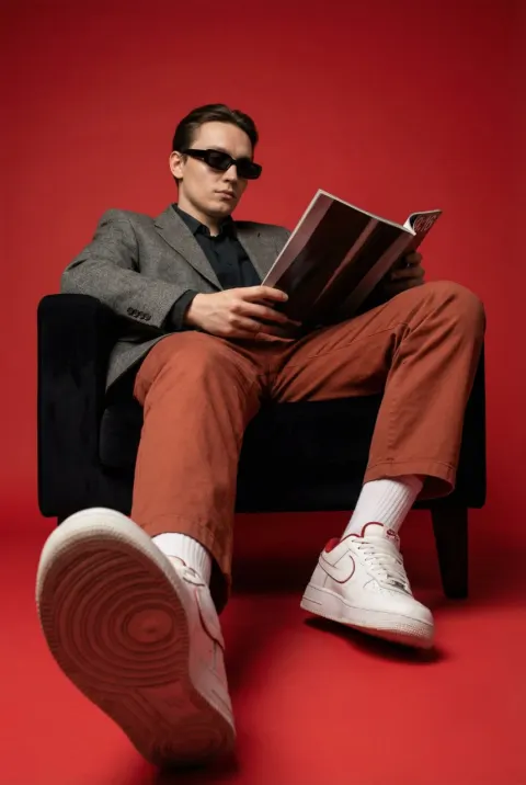 Bold Red Studio Fashion Portrait