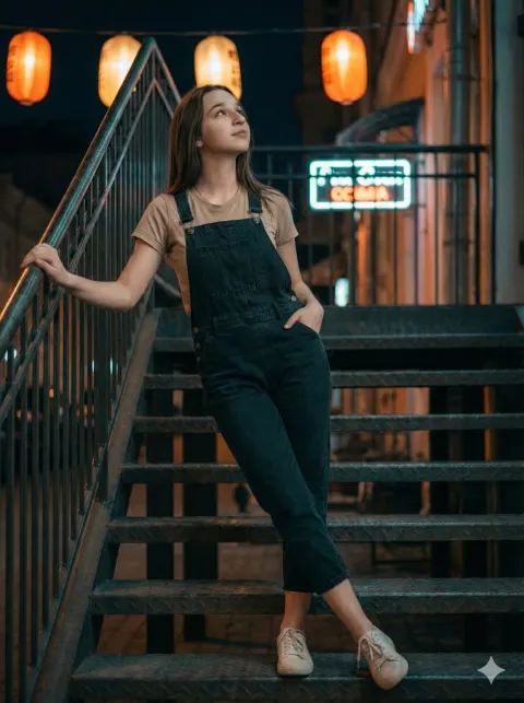 Night Stairs Cinematic Portrait