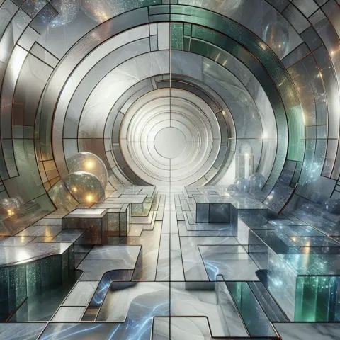 Art Deco Translucent Marble Abstract in Gray Green