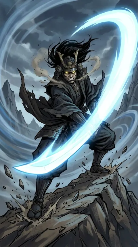 Dynamic Samurai Slash Battle Scene