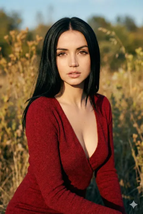 Golden Hour Red Dress Portrait